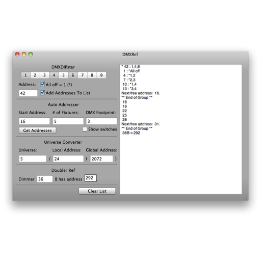DMXRef for Mac preview