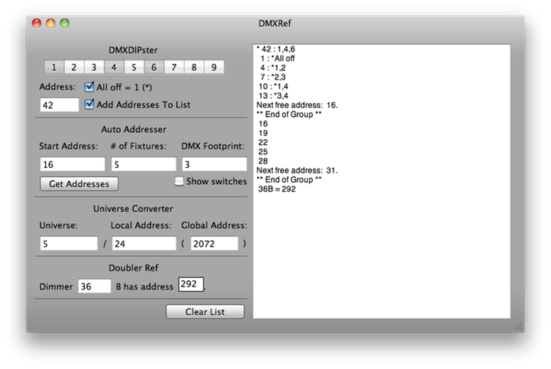 DMXRef for Mac preview